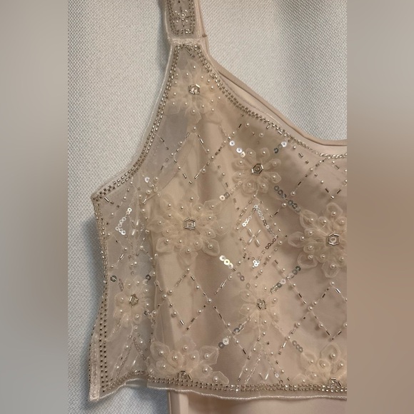 NWT House of Harlow 1960 2-Piece Ivory Champagne Beaded Midi Dress -Size M - Picture 4 of 9